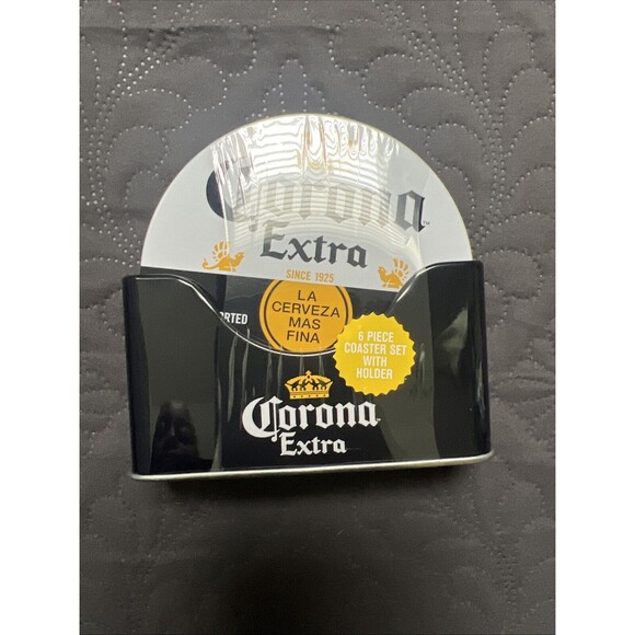 Corona Extra 4pc Set Tin Box Tray, Napkin Holder, Coasters & Storage Tin Barware - Picture 8 of 14